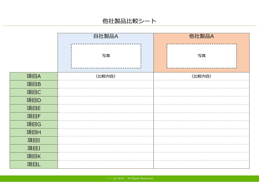 他社製品比較シート テンプレート Powerpoint形式 マーキャリメディア